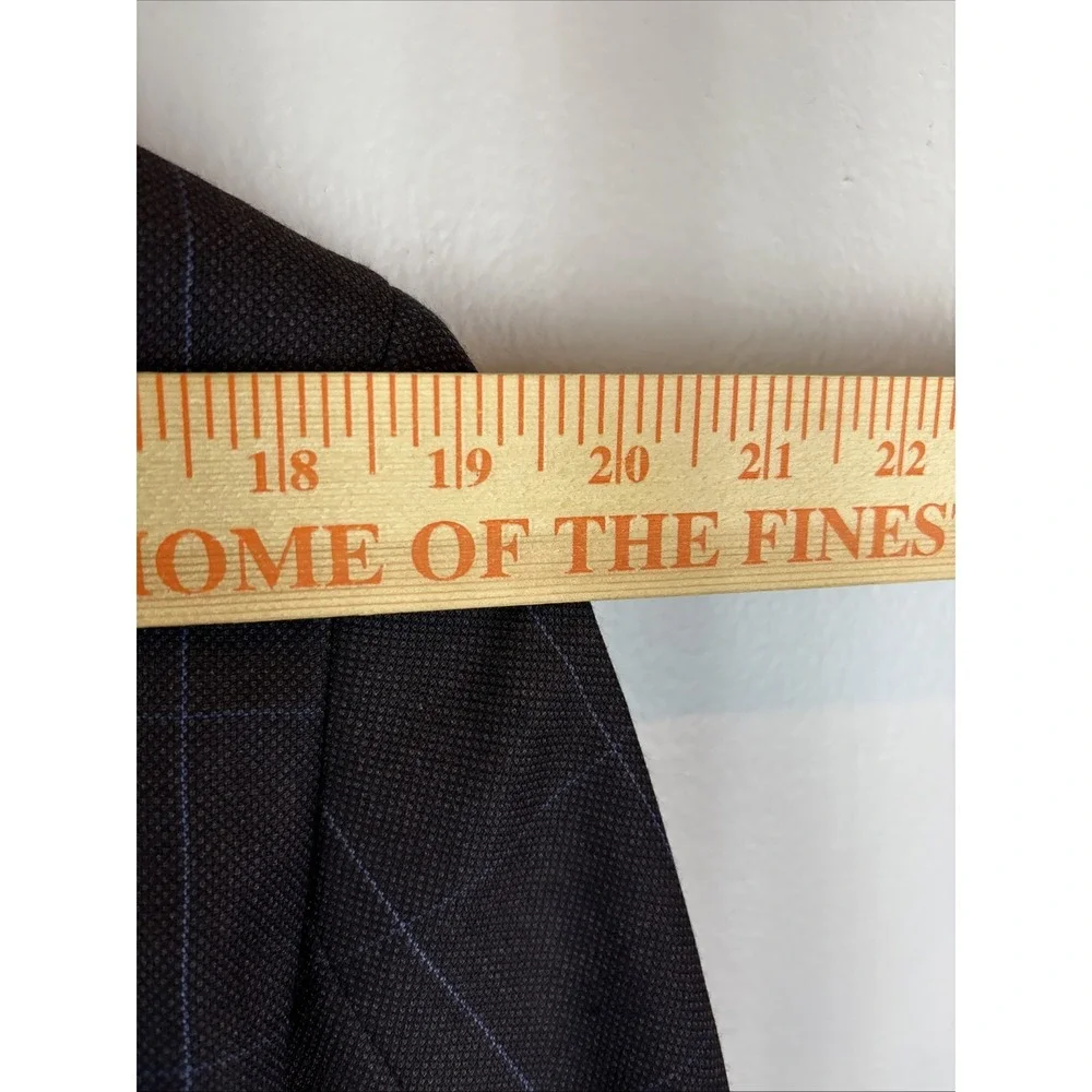 Tallia‎ Mens 100% Wool Sport Coat Blazer Jacket Two Button Brown 44R Windowpane